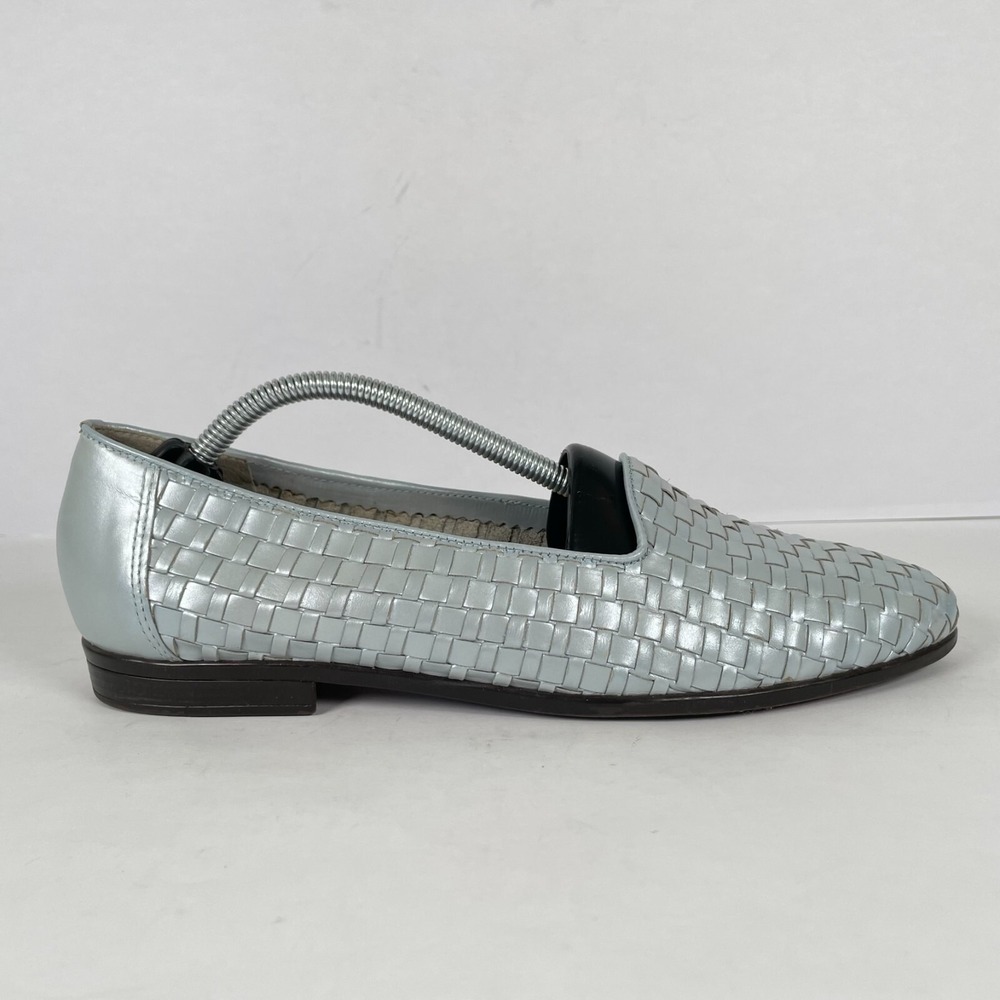 Trotters Liz Loafers Womens Size 9 N Light Blue Woven Leather Casual Shoes T5158